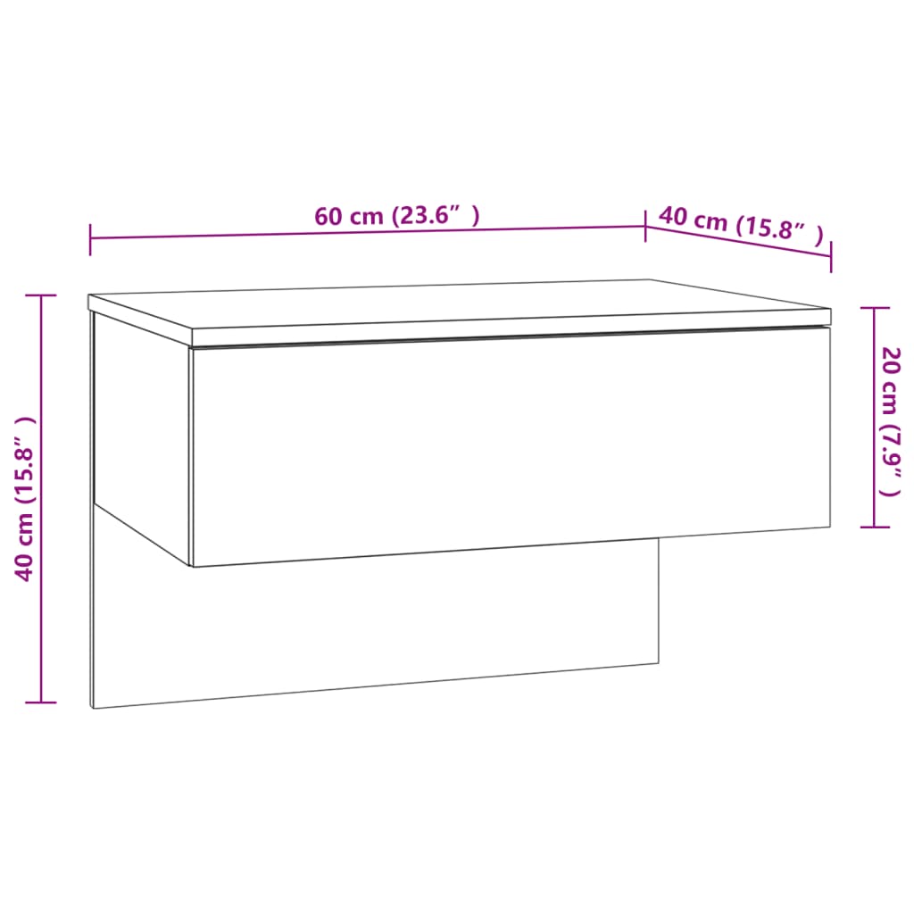 vidaXL Wall-mounted Bedside Cabinets 2 pcs Grey Sonoma