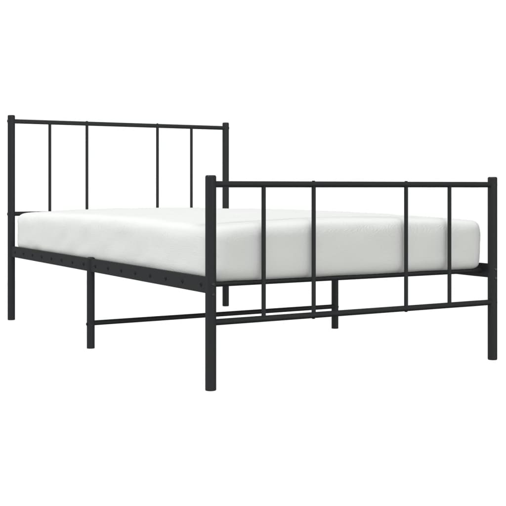 vidaXL Metal Bed Frame without Mattress with Footboard Black 100x190 cm