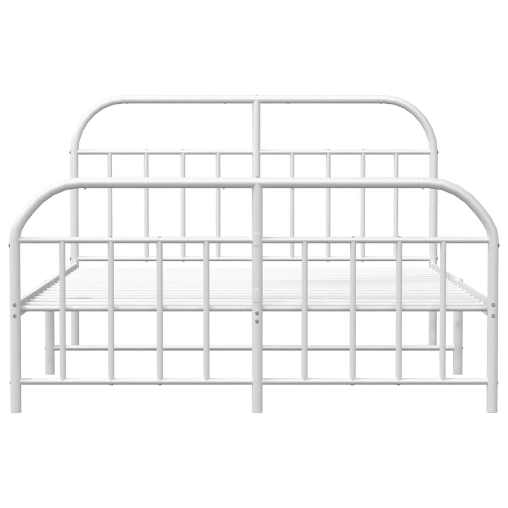 vidaXL Metal Bed Frame without Mattress with Footboard White 150x200 cm King Size