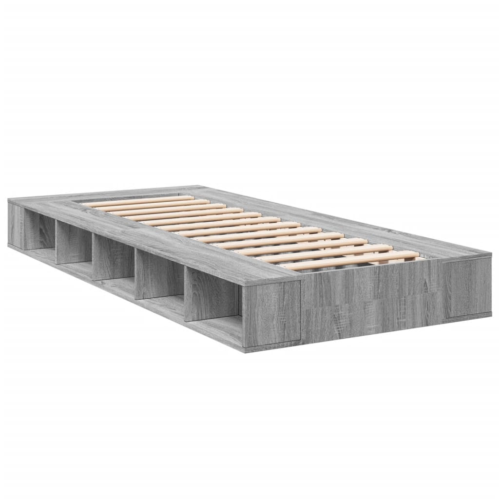 vidaXL Bed Frame without Mattress Grey Sonoma 100x200 cm