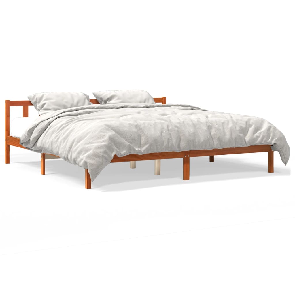 vidaXL Bed Frame without Mattress Wax Brown 180x200 cm Super King Solid Wood Pine