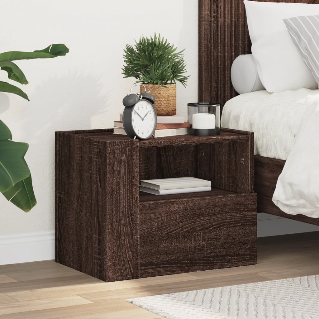 vidaXL Wall-mounted Bedside Cabinet Brown Oak 45x30x35 cm