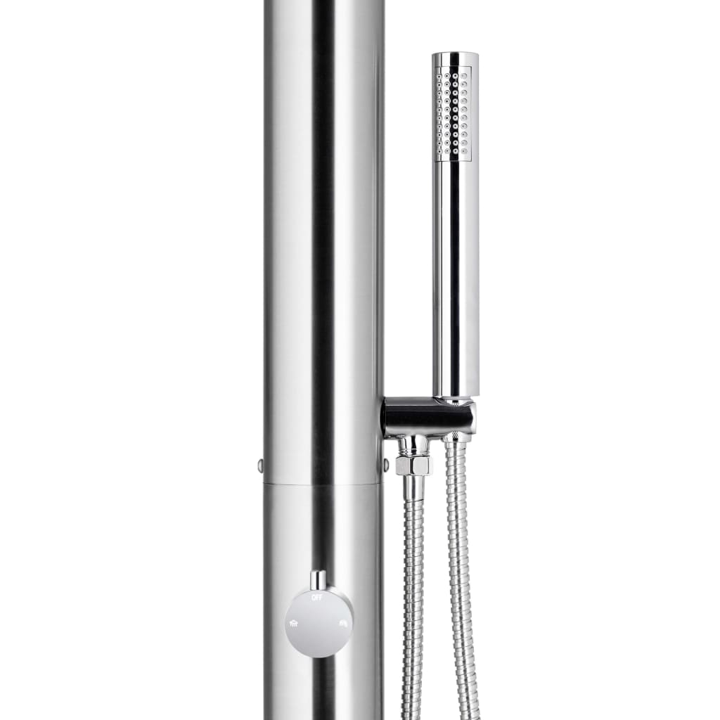 vidaXL Garden Shower with Grey Base 230 cm Stainless Steel