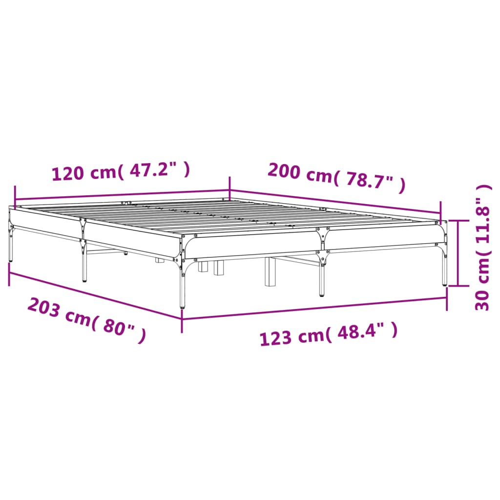 vidaXL Bed Frame without Mattress Smoked Oak 120x200 cm