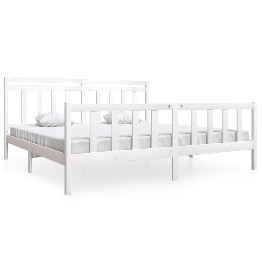 vidaXL Bed Frame without Mattress White Solid Wood 200x200 cm (810103+814115)