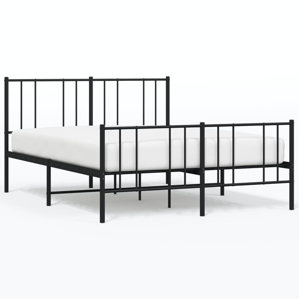 vidaXL Metal Bed Frame without Mattress with Footboard Black 140x200 cm