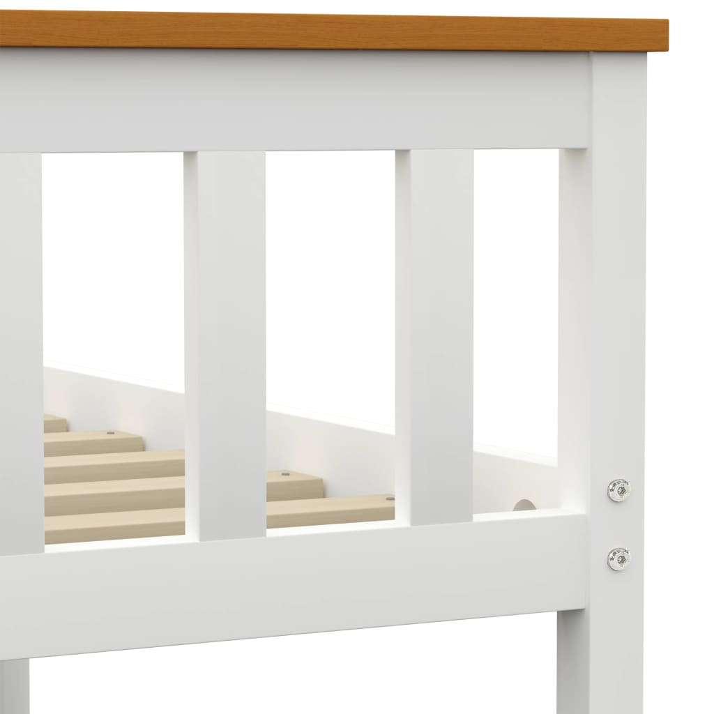 vidaXL Bed Frame without Mattress White Solid Pinewood 120x200 cm