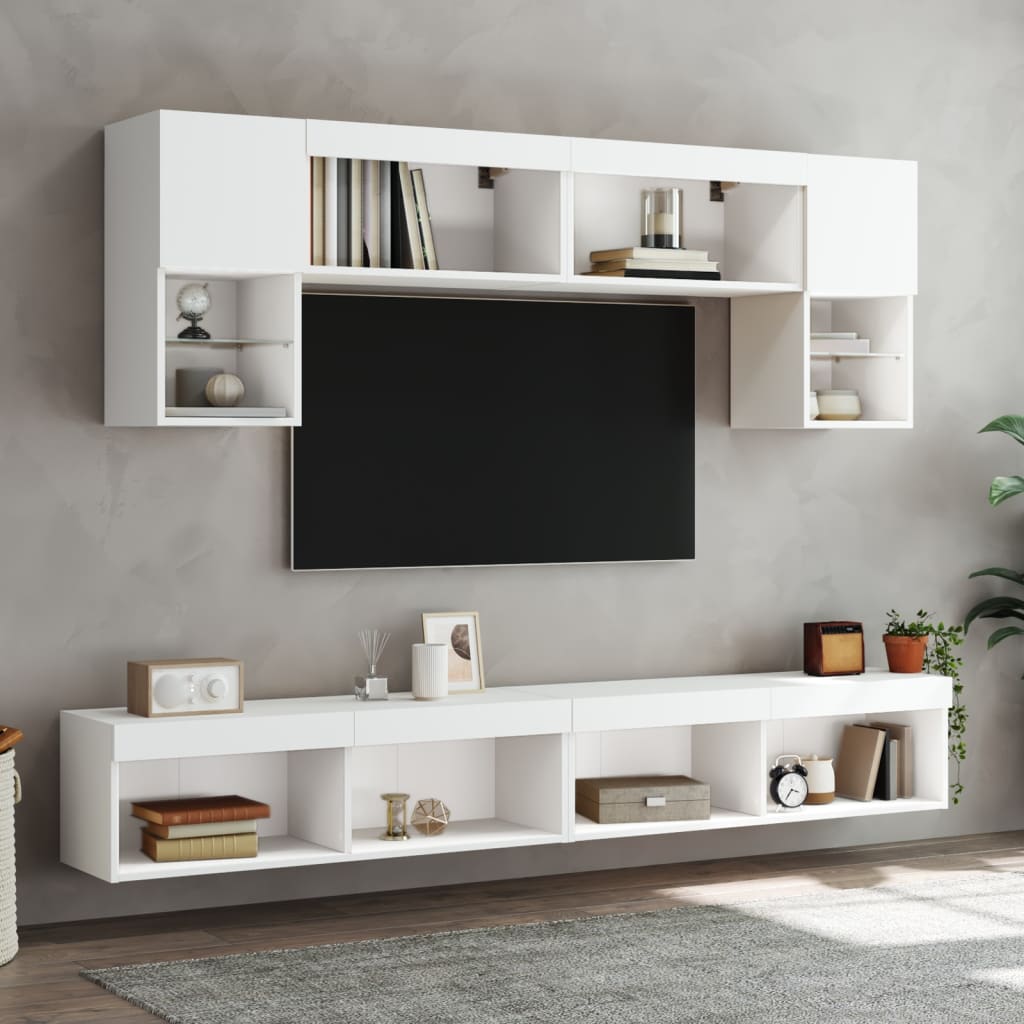 vidaXL TV Cabinet with LED Lights White 100x30x30 cm