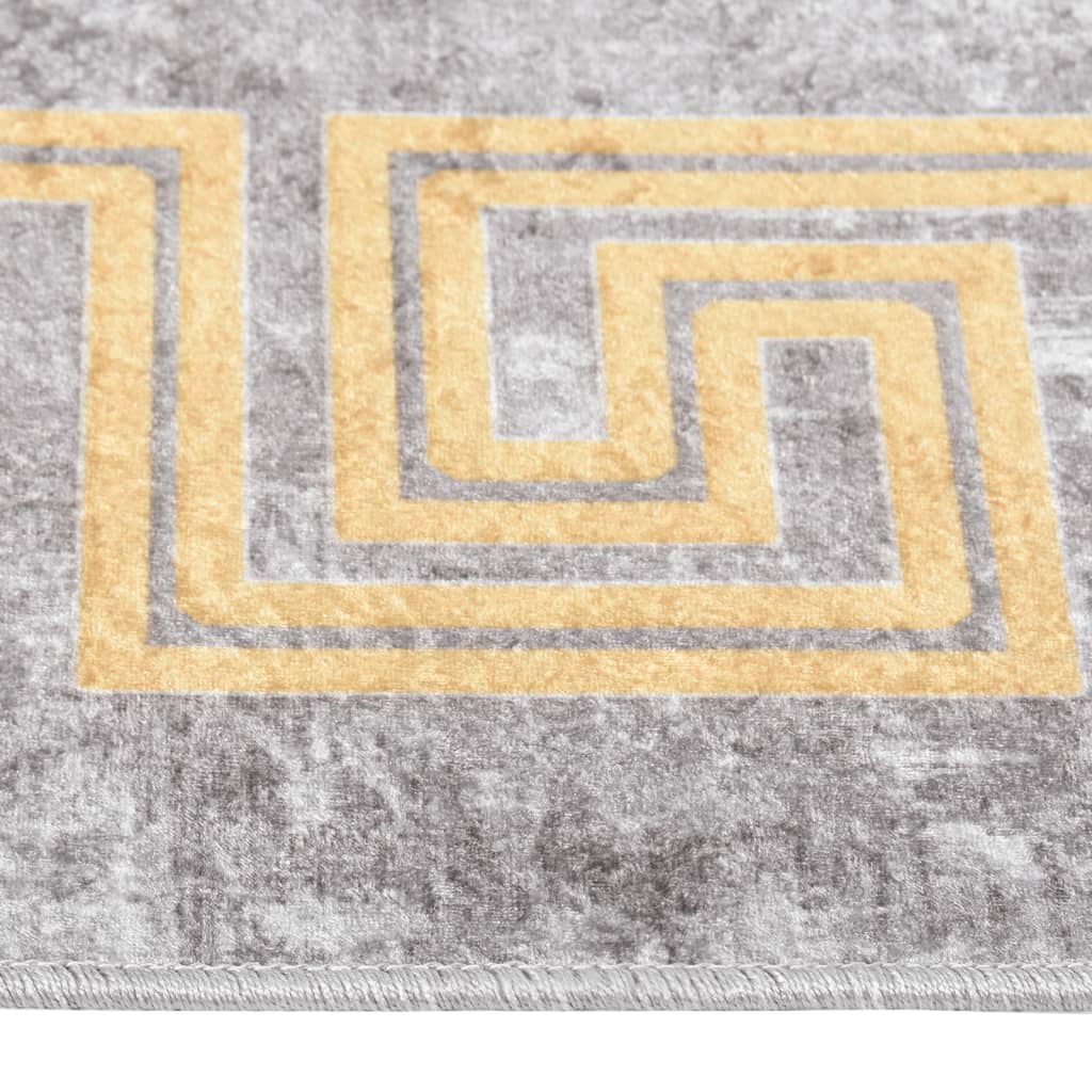 vidaXL Rug Washable Grey and Gold 120x170 cm Anti Slip