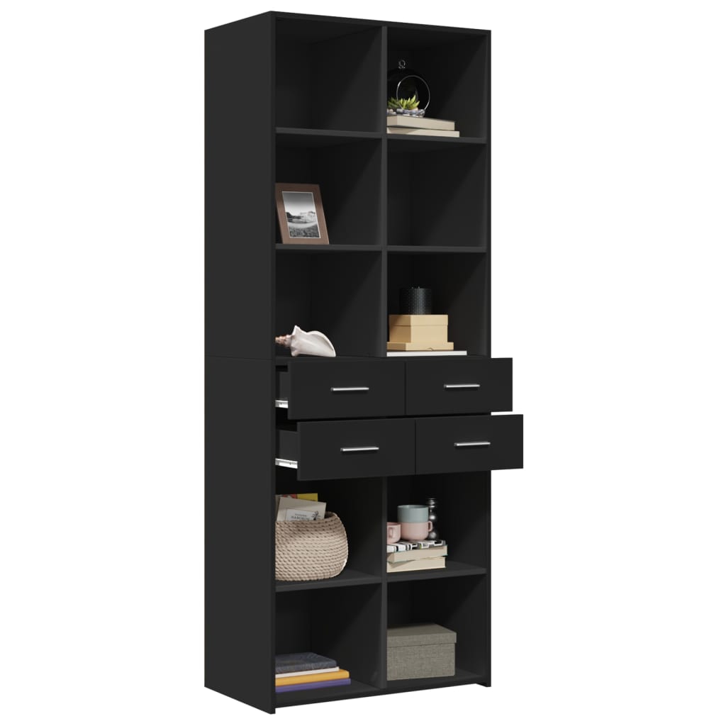 vidaXL Highboard Black 70x42.5x185 cm Engineered Wood