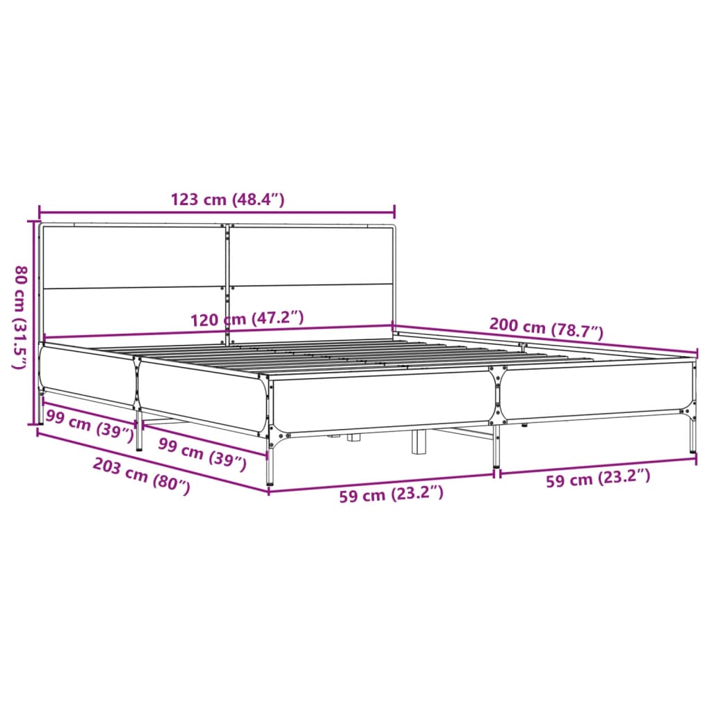 vidaXL Bed Frame without Mattress Smoked Oak 120x200 cm