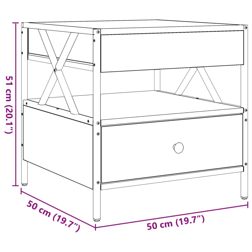 vidaXL Coffee Table with Infinity LED Grey Sonoma 50x50x51 cm