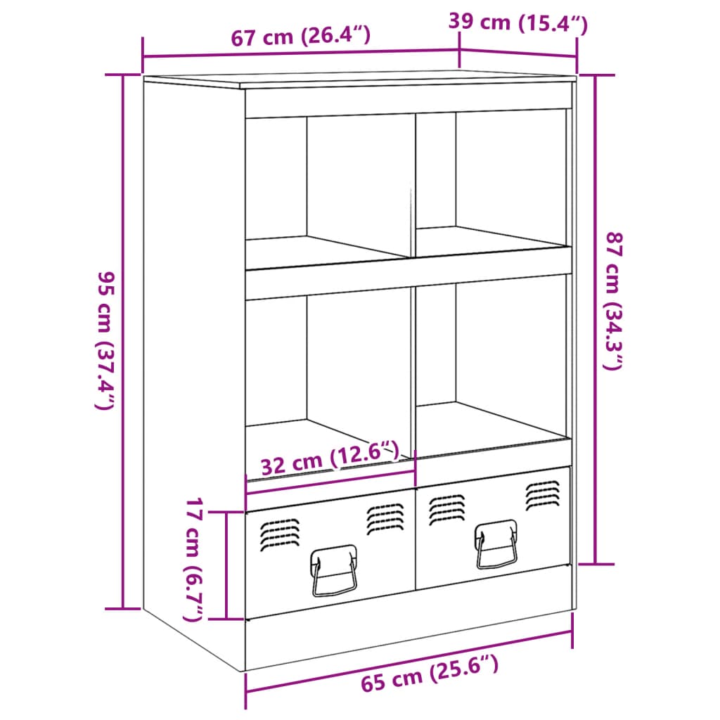 vidaXL Highboard Mustard Yellow 67x39x95 cm Steel