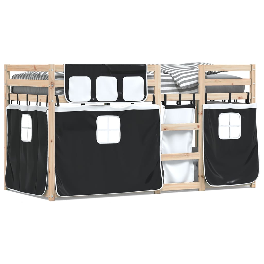 vidaXL Bunk Bed without Mattress White&Black 75x190 cm Small Single Solid Wood Pine