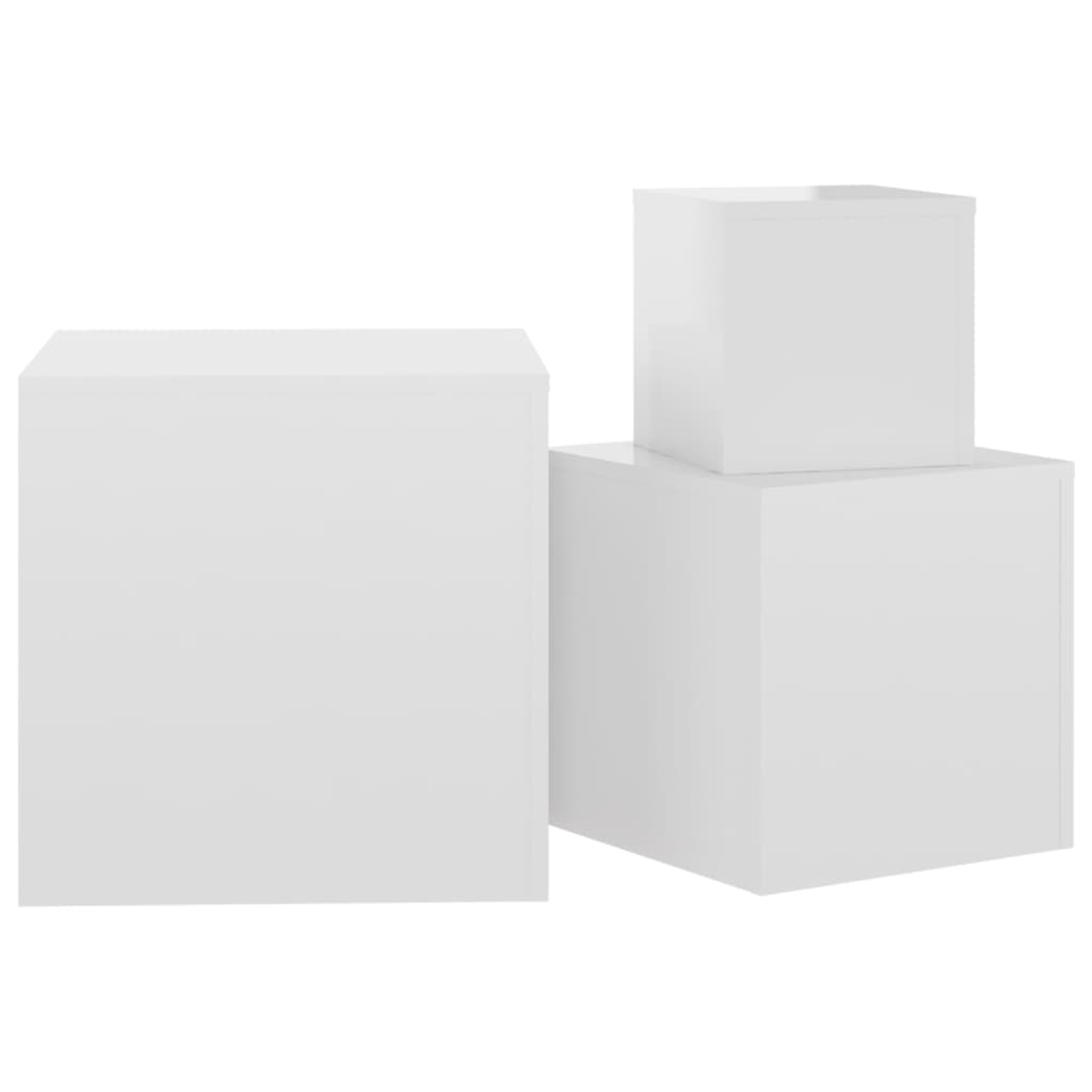 vidaXL Side Tables 3 pcs High Gloss White Engineered Wood