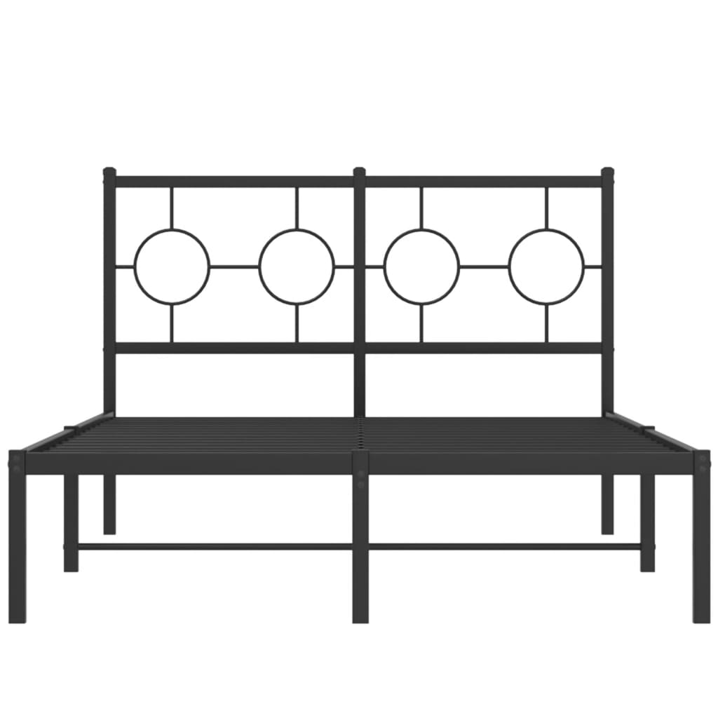 vidaXL Metal Bed Frame without Mattress with Headboard Black 120x190 cm Small Double