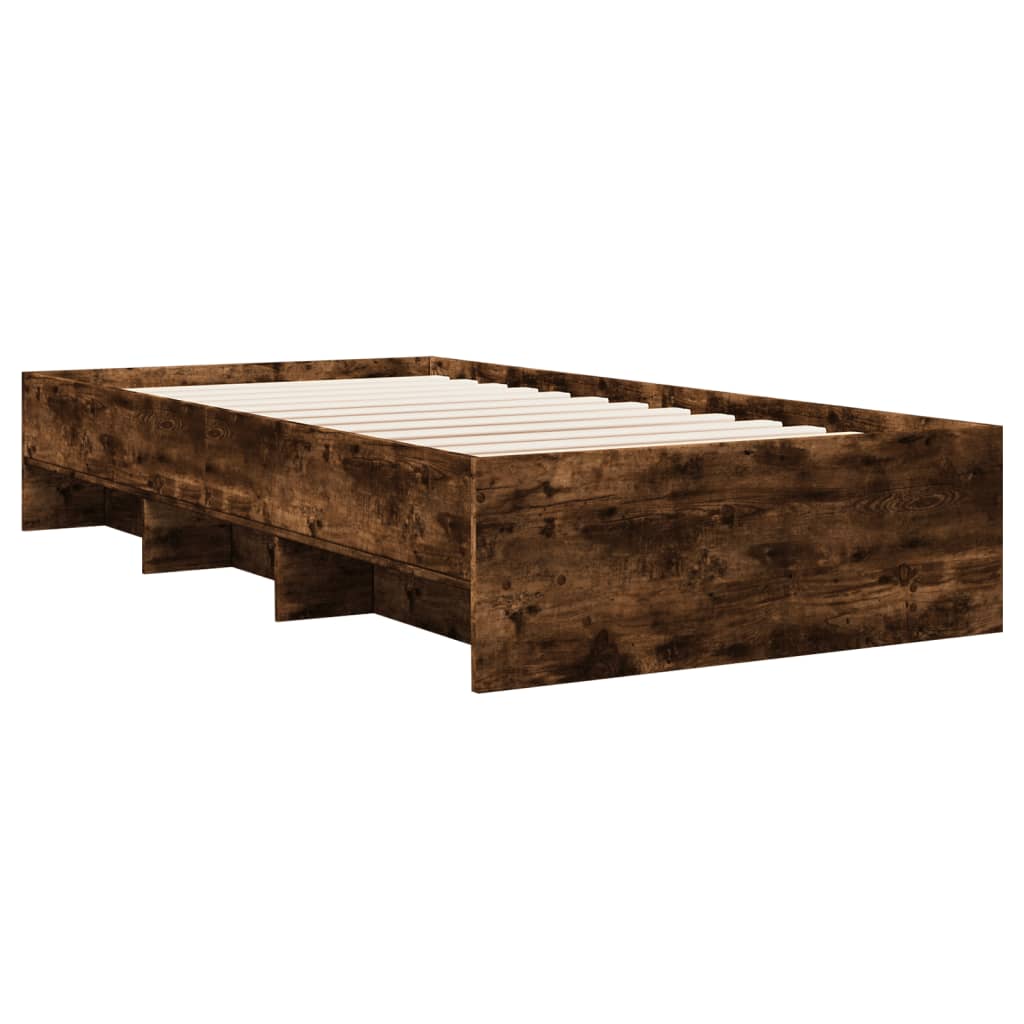 vidaXL Bed Frame without Mattress Smoked Oak 75x190 cm Small Single Engineered Wood