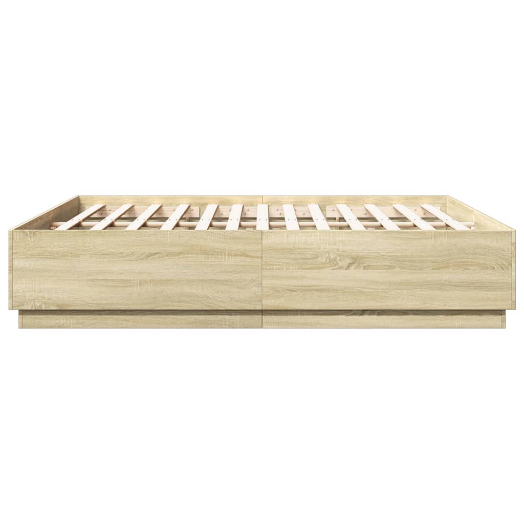 vidaXL Bed Frame with LED without Mattress Sonoma Oak 200x200 cm