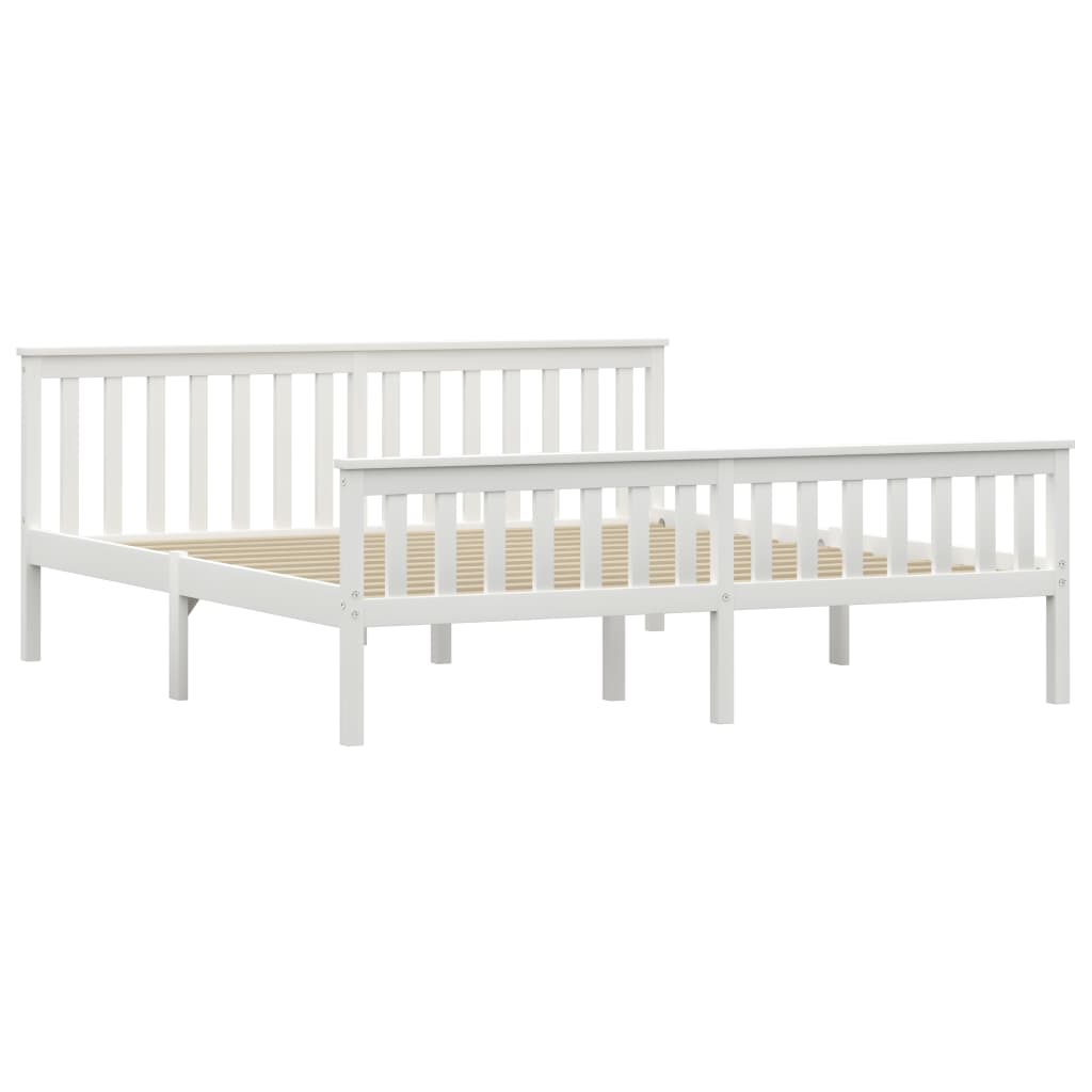 vidaXL Bed Frame without Mattress White Solid Pinewood 180x200 cm Super King