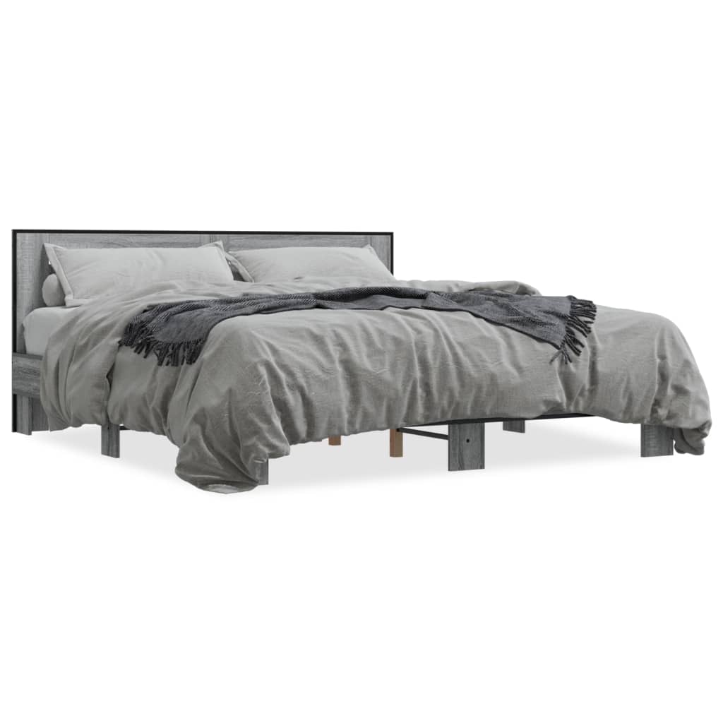 vidaXL Bed Frame without Mattress Grey Sonoma 180x200 cm Super King