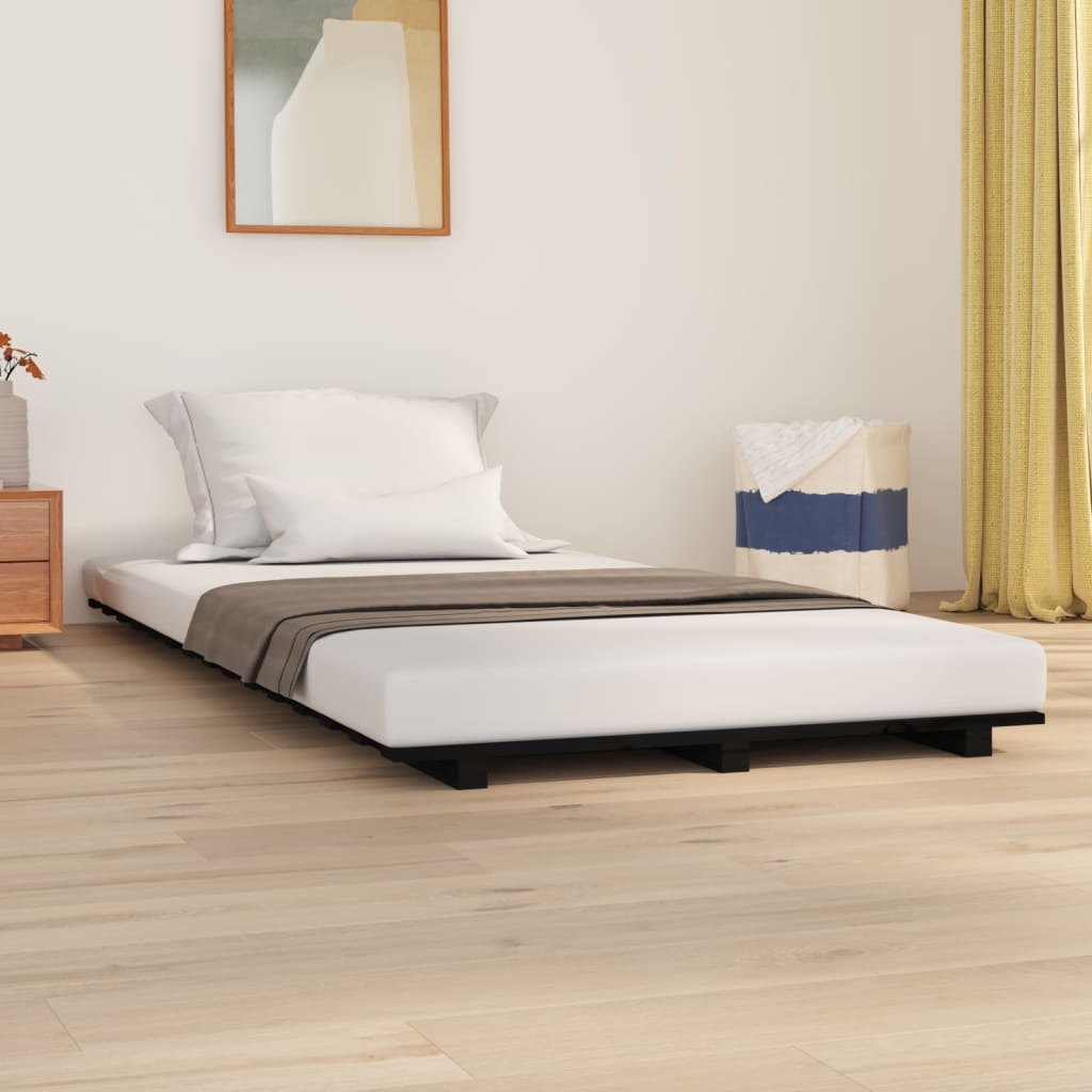 vidaXL Bed Frame without Mattress Black 100x200 cm Solid Wood Pine