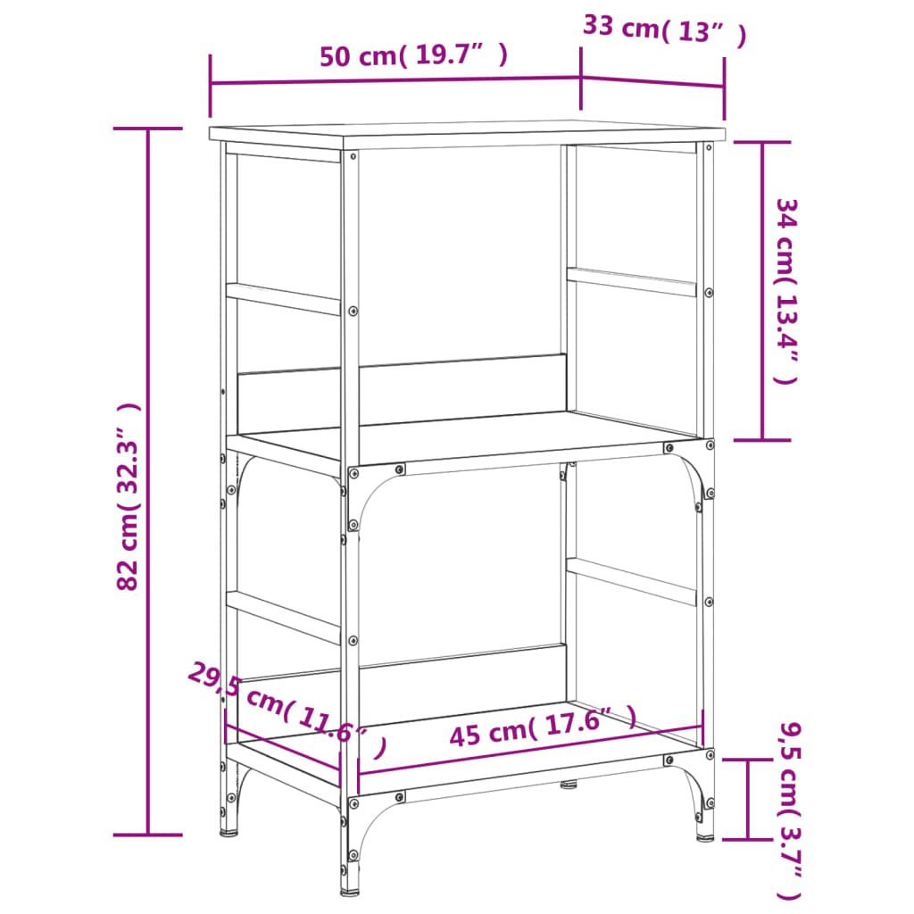 vidaXL Bookshelf Black 50x33x82 cm Engineered Wood