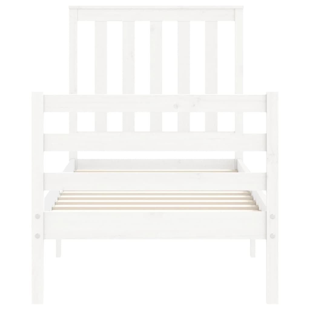 vidaXL Bed Frame without Mattress White Small Single Solid Wood