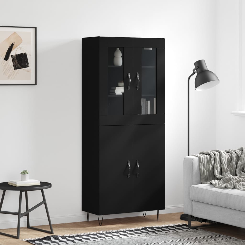 vidaXL Highboard Black 69.5x34x180 cm Engineered Wood