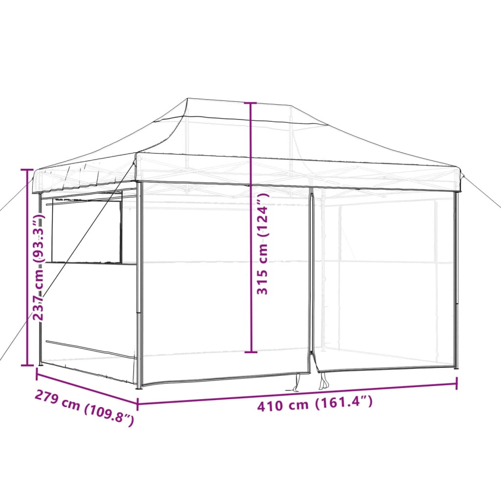 vidaXL Foldable Party Tent Pop-Up with 4 Sidewalls Orange