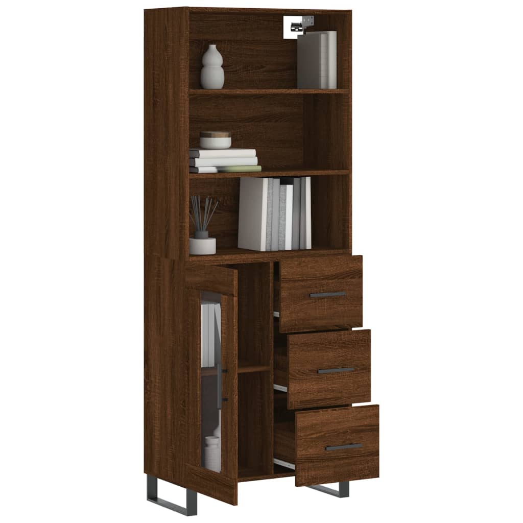 vidaXL Highboard Brown Oak 69.5x34x180 cm Engineered Wood