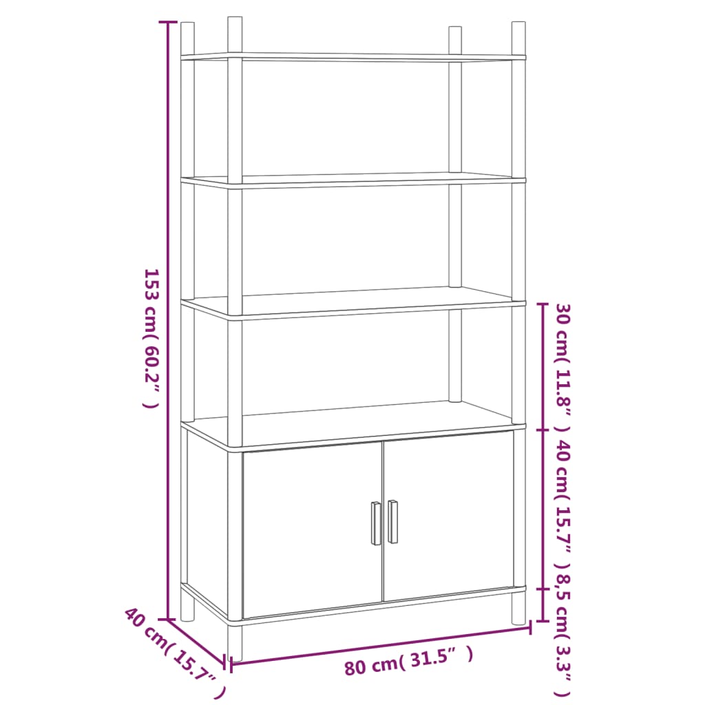 vidaXL Highboard 80x40x153 cm Engineered Wood