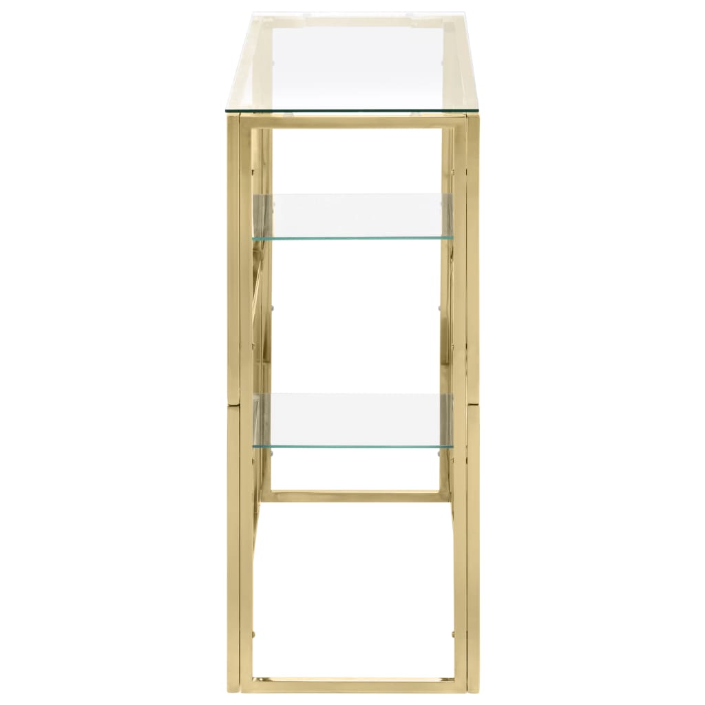 vidaXL Console Table Gold Stainless Steel and Tempered Glass