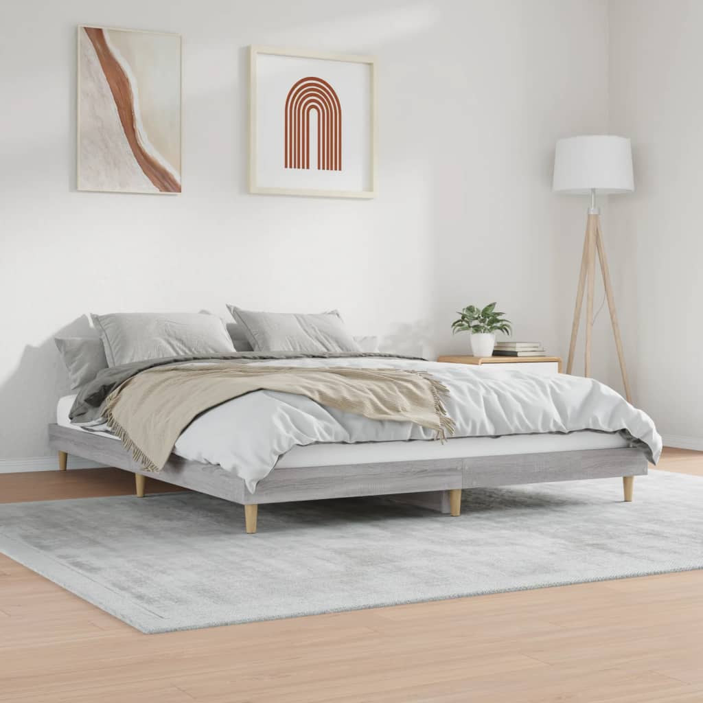 vidaXL Bed Frame without Mattress Grey Sonoma 160x200 cm Engineered Wood