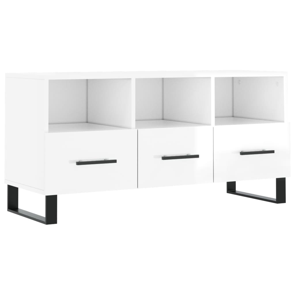 vidaXL TV Cabinet High Gloss White 102x36x50 cm Engineered Wood