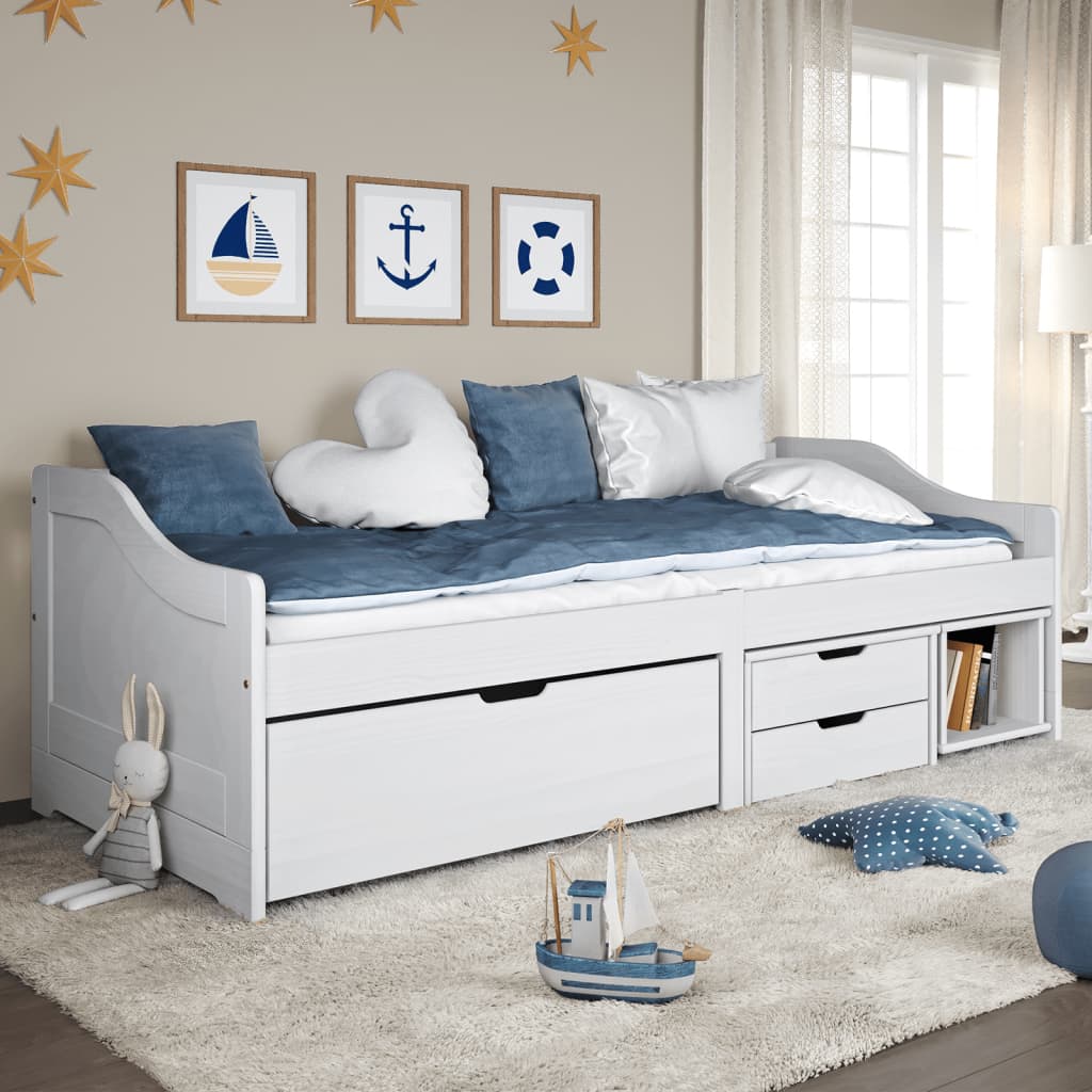 vidaXL Day Bed with 3 Drawers without Mattress "IRUN" White 90x200 cm