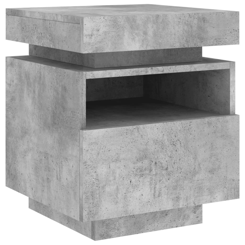 vidaXL Bedside Cabinet with LED Lights Concrete Grey 40x39x48.5 cm