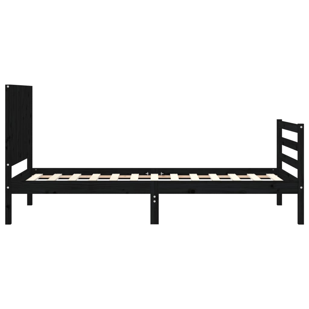 vidaXL Bed Frame without Mattress Black 90x200 cm Solid Wood