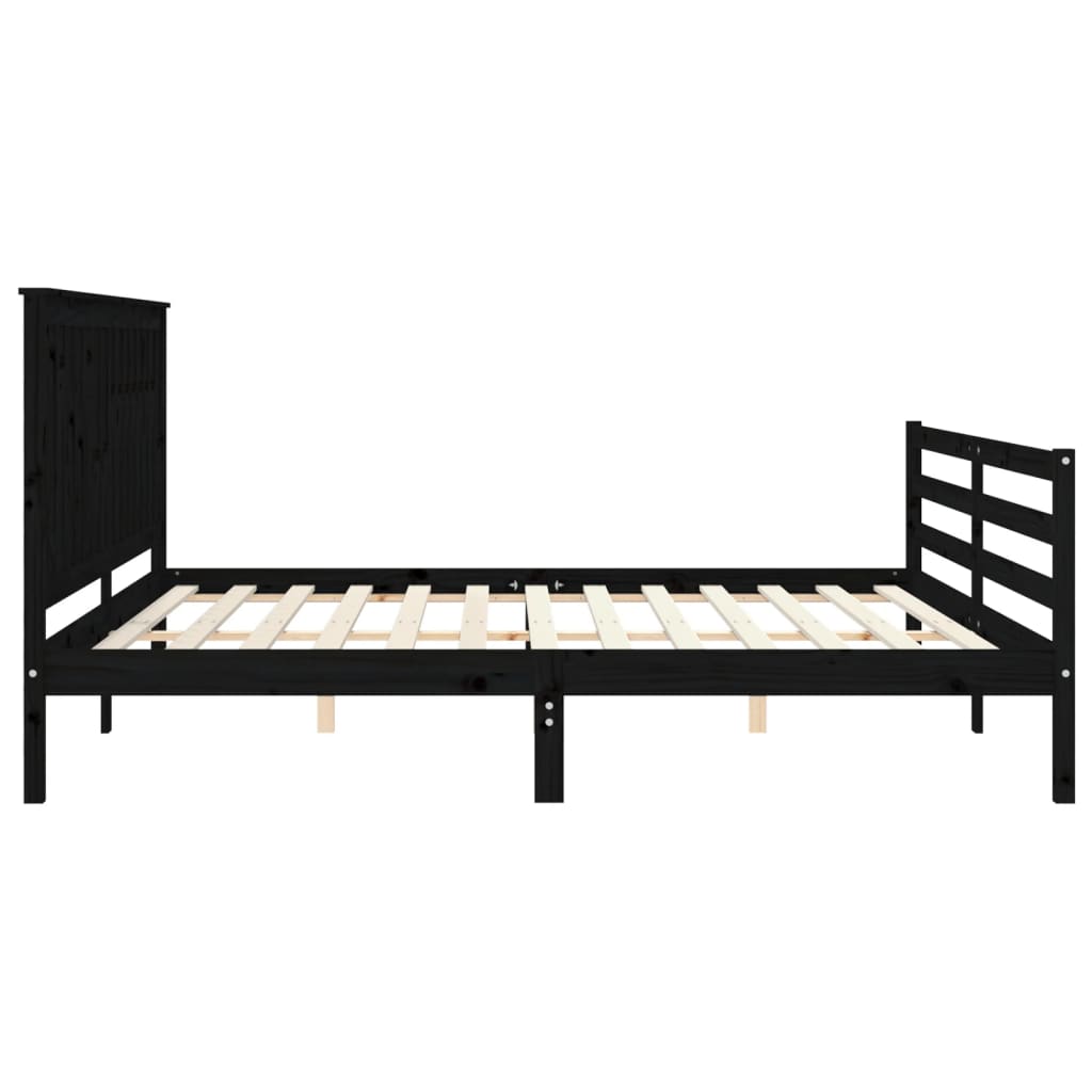 vidaXL Bed Frame without Mattress Black 200x200 cm Solid Wood