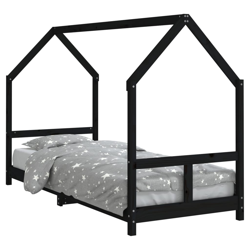 vidaXL Kids Bed Frame Black 80x200 cm Solid Wood Pine