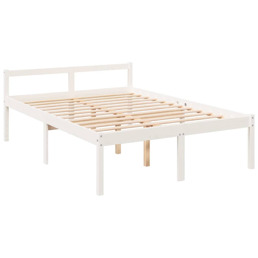 vidaXL Senior Bed without Mattress White Double Solid Wood