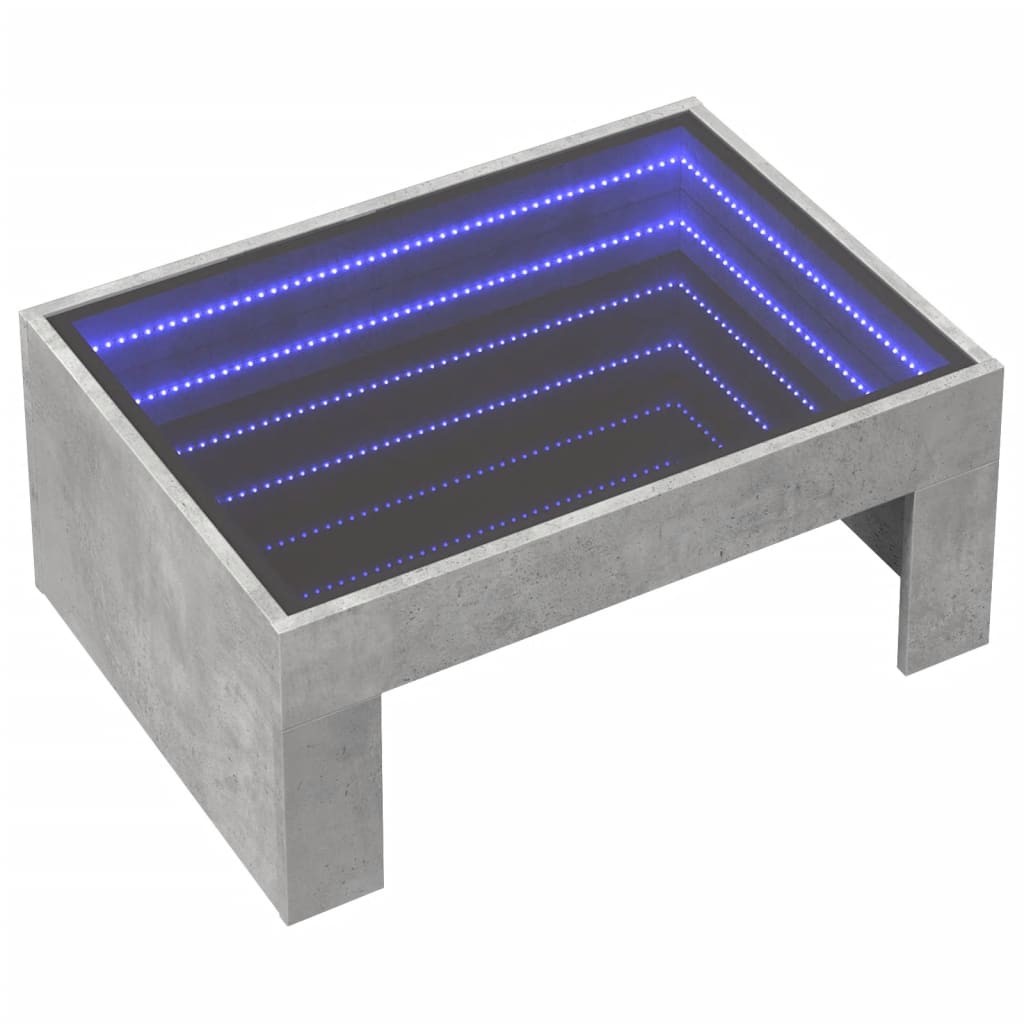 vidaXL Coffee Table with Infinity LED Concrete Grey 70x50x30 cm