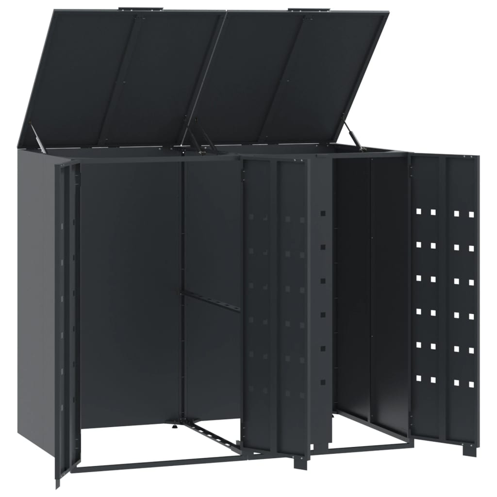 vidaXL Wheelie Bin Storage for 2 Bins Anthracite 138x79x117 cm Steel