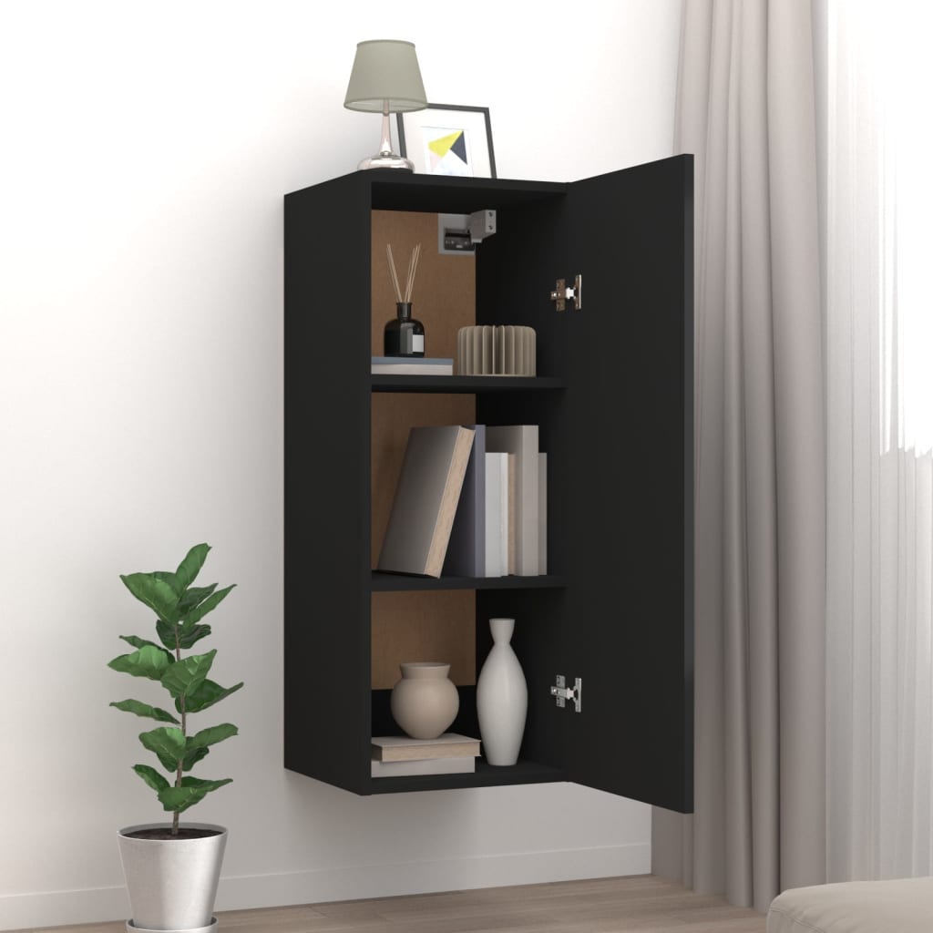 vidaXL Wall Cabinet Black 34.5x34x90 cm Engineered Wood