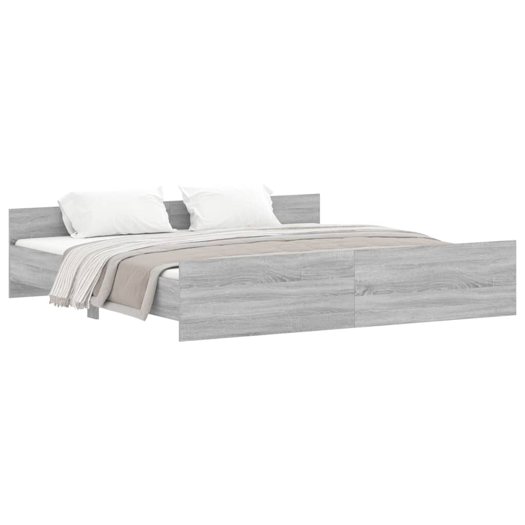 vidaXL Bed Frame without Mattress Grey Sonoma 180x200 cm Super King