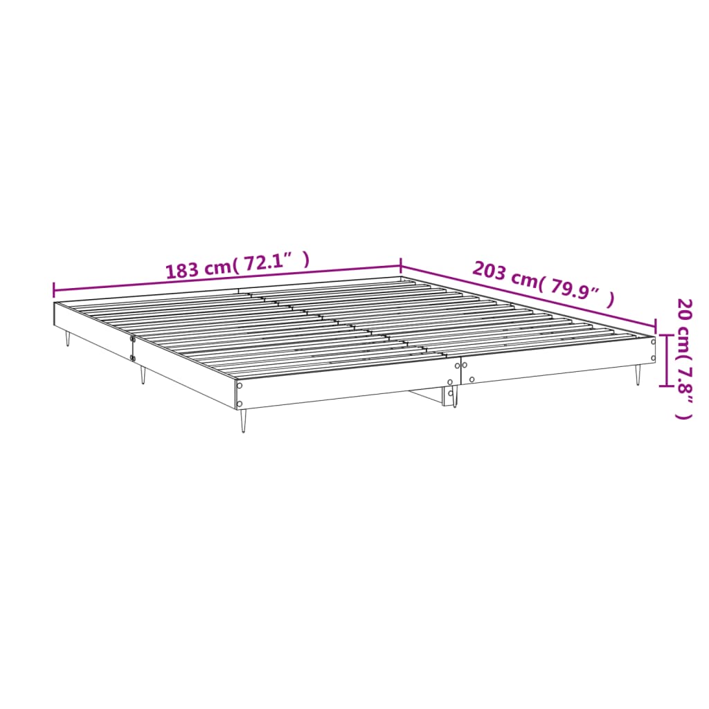 vidaXL Bed Frame without Mattress High Gloss White 180x200 cm Super King