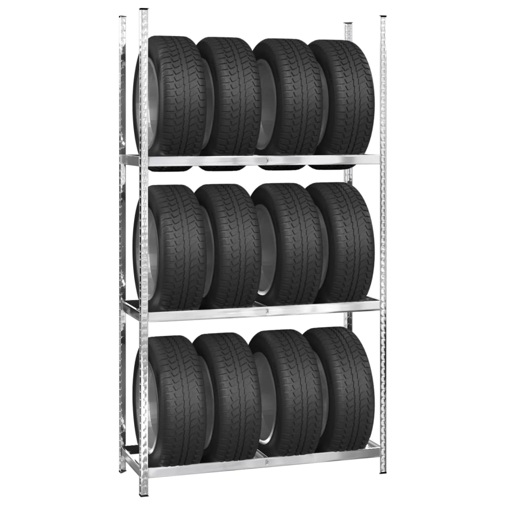 vidaXL 3-Layer Tire Racks 2 pcs Silver 110x40x200 cm Steel