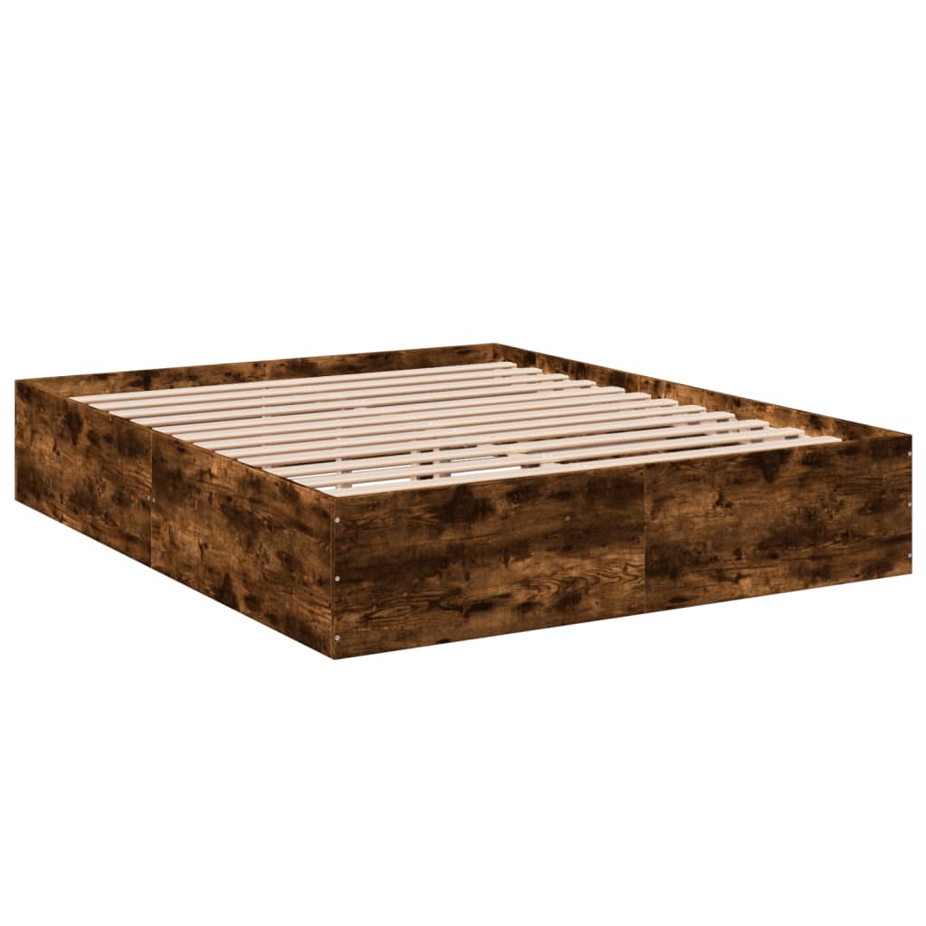 vidaXL Bed Frame without Mattress Smoked Oak 150x200 cm King Size