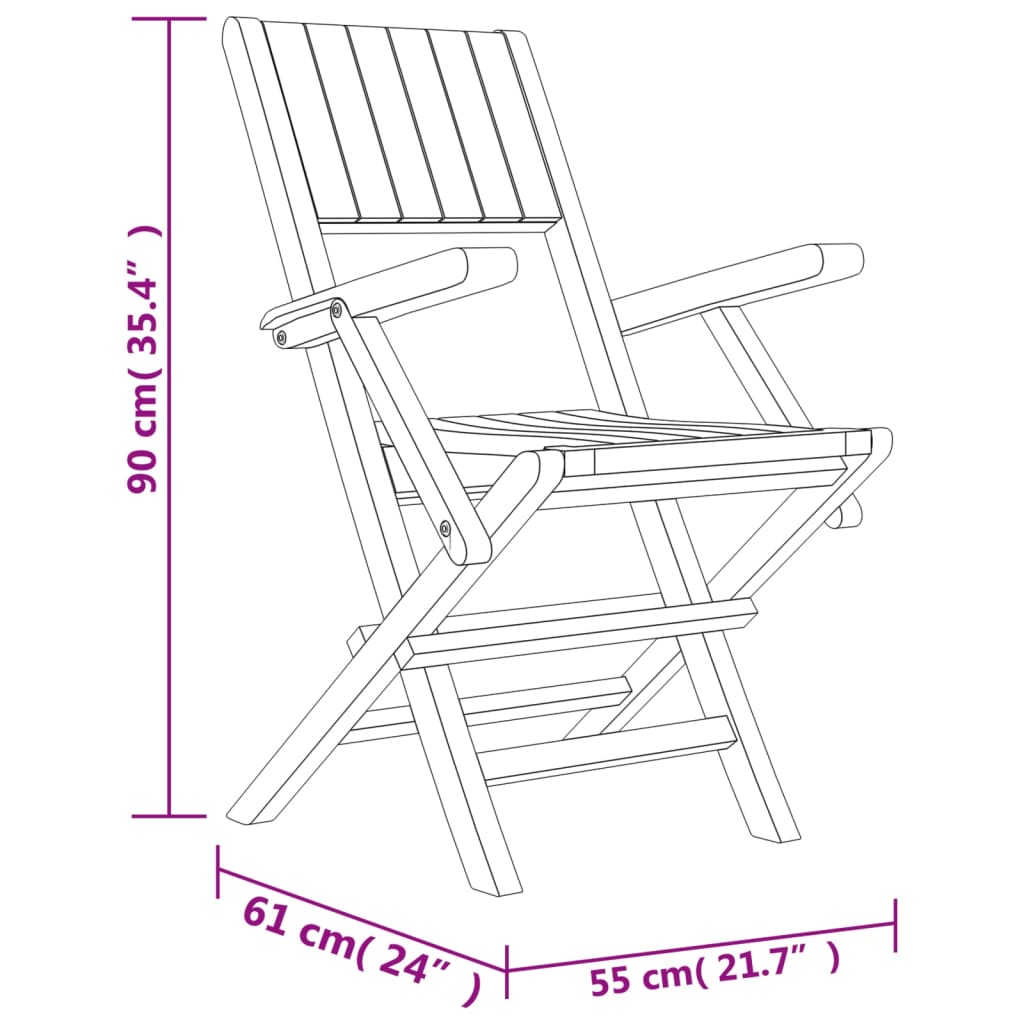 vidaXL Folding Garden Chairs 6 pcs 55x61x90 cm Solid Wood Teak