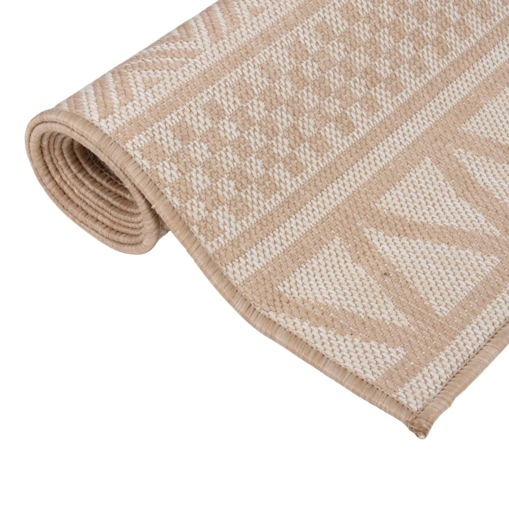 vidaXL Outdoor Flatweave Rug 80x250 cm Brown Stripes