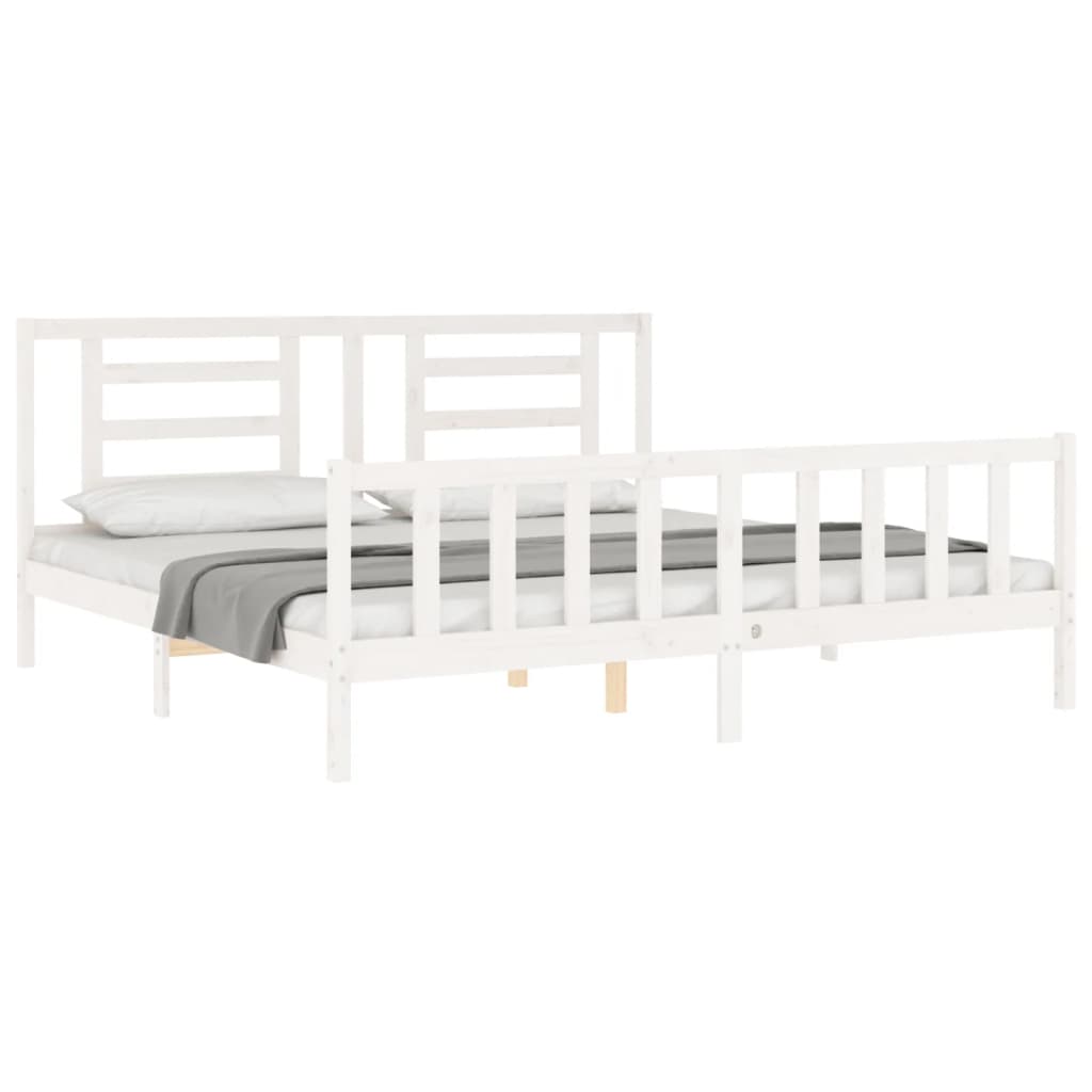 vidaXL Bed Frame without Mattress White Super King Size Solid Wood Pine